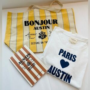 Brand New Sezane Austin Tote with Sezane Austin Map